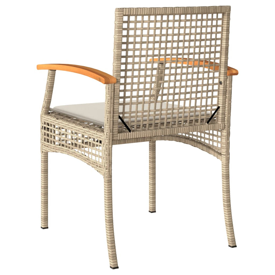 3-Delige Bistroset Met Kussens Poly Rattan En Acaciahout Beige