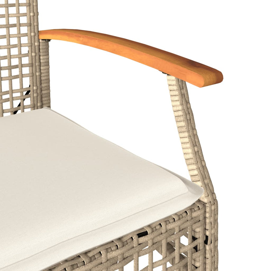 3-Delige Bistroset Met Kussens Poly Rattan En Acaciahout Beige