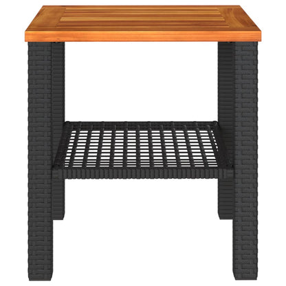 Tuintafel 40X40X42 Cm Poly Rattan En Acaciahout Zwart