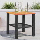 Garden Table 40x40x42 cm Poly Rattan and Acacia Wood Black