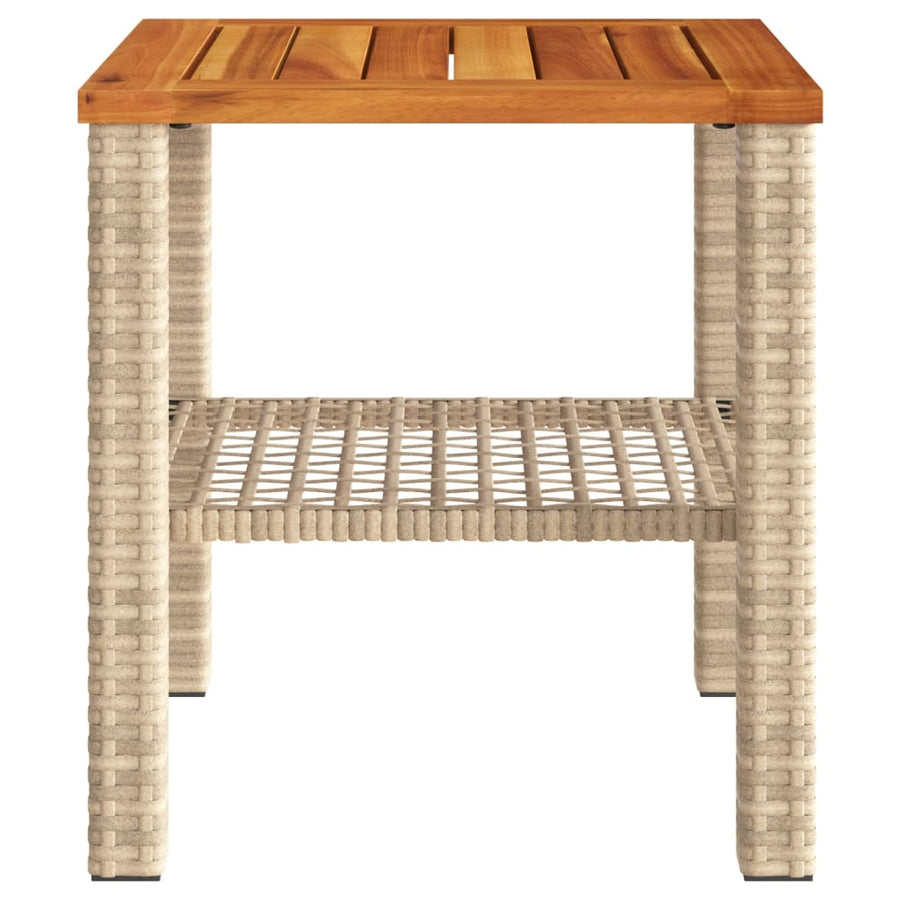 Tuintafel 40X40X42 Cm Poly Rattan En Acaciahout Beige