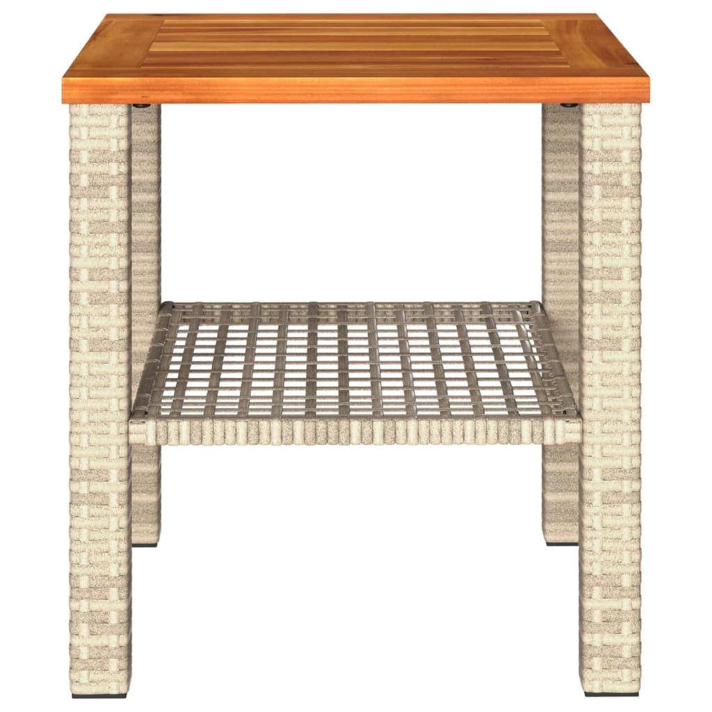 Tuintafel 40X40X42 Cm Poly Rattan En Acaciahout Beige