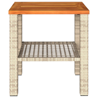 Tuintafel 40X40X42 Cm Poly Rattan En Acaciahout Beige