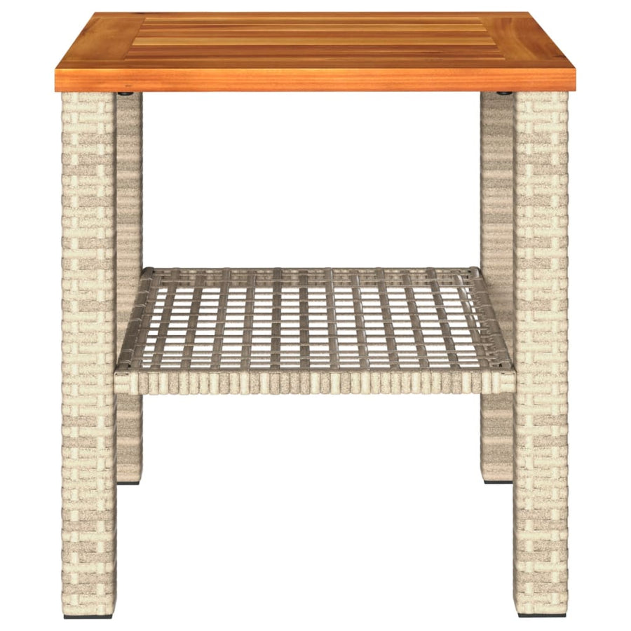 Tuintafel 40X40X42 Cm Poly Rattan En Acaciahout Beige