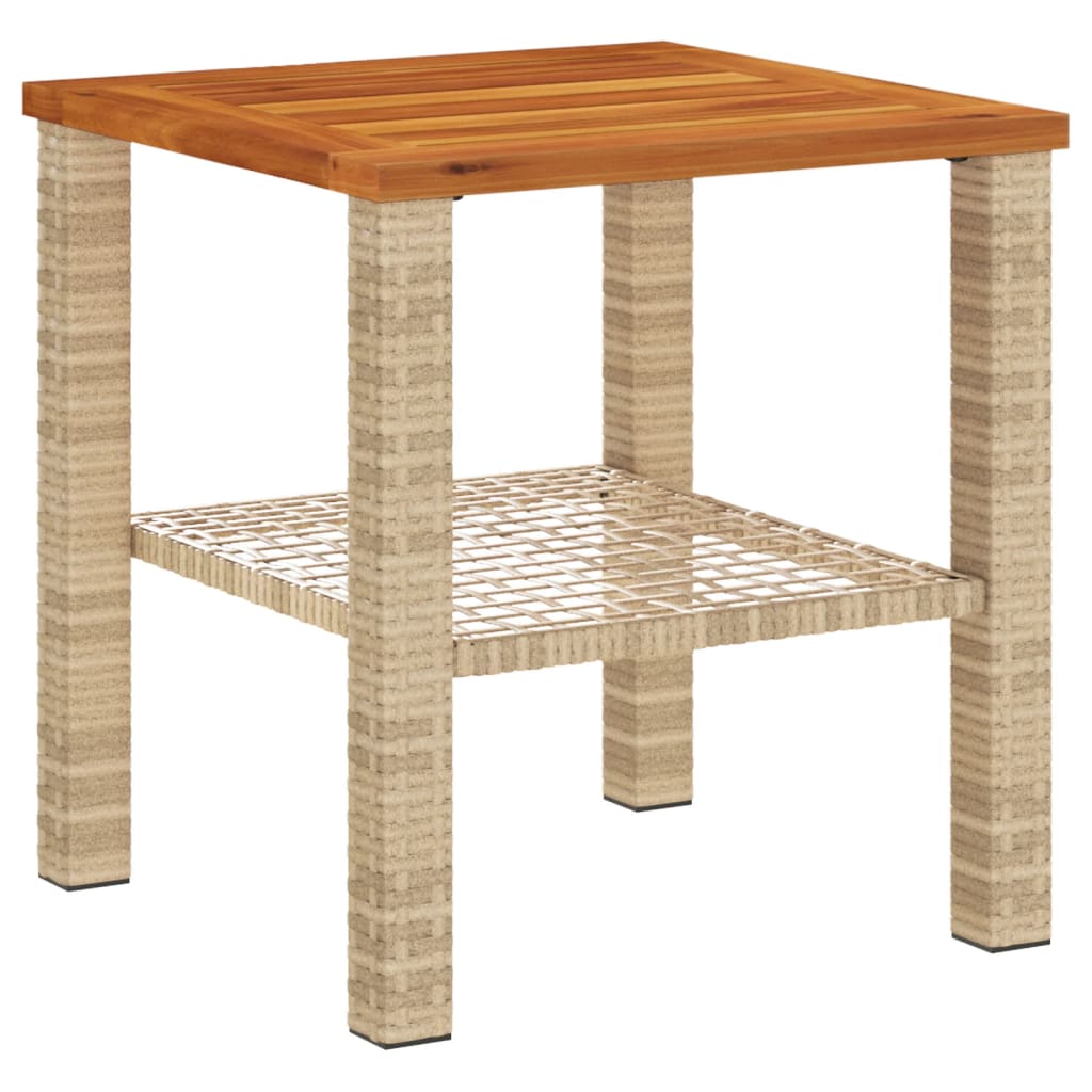 Tuintafel 40X40X42 Cm Poly Rattan En Acaciahout Beige