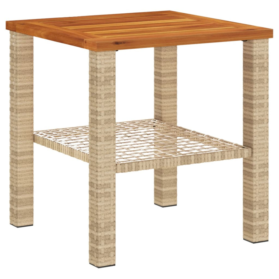 Tuintafel 40X40X42 Cm Poly Rattan En Acaciahout Beige