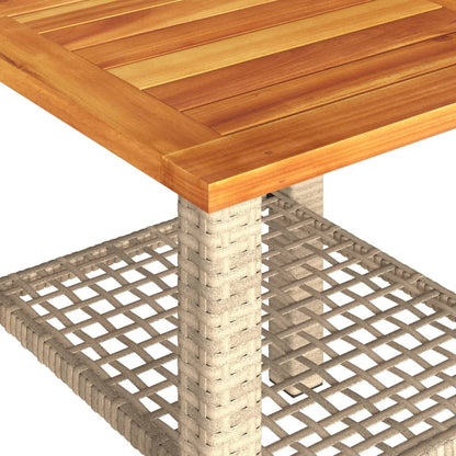 Tuintafel 40X40X42 Cm Poly Rattan En Acaciahout Beige