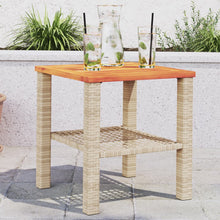 Tuintafel 40X40X42 Cm Poly Rattan En Acaciahout Beige