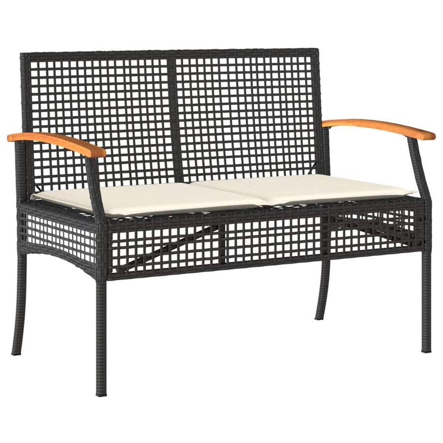 4-Delige Loungeset Met Kussens Poly Rattan Zwart
