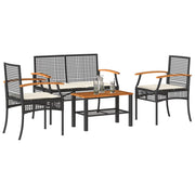 Loungeset 4-delig poly rattan zwart