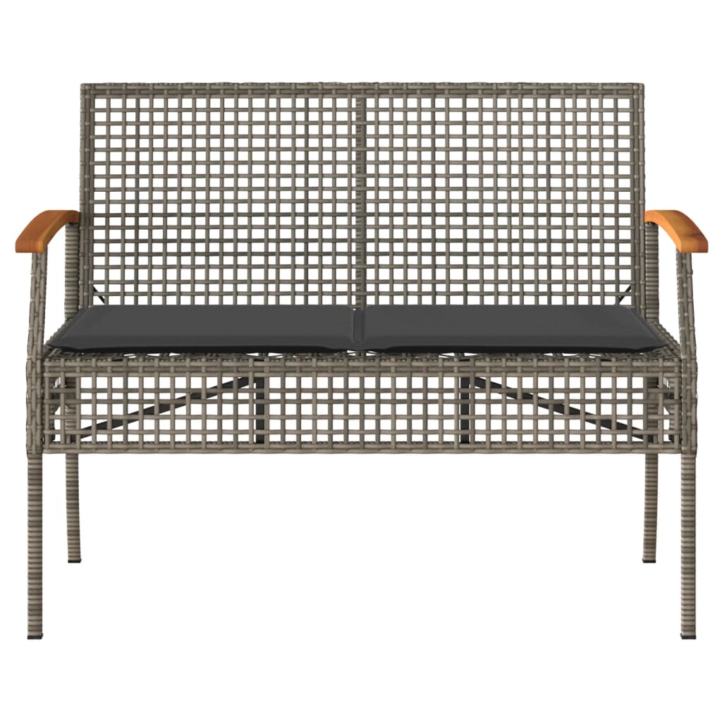 4-Delige Loungeset Met Kussens Poly Rattan Grijs