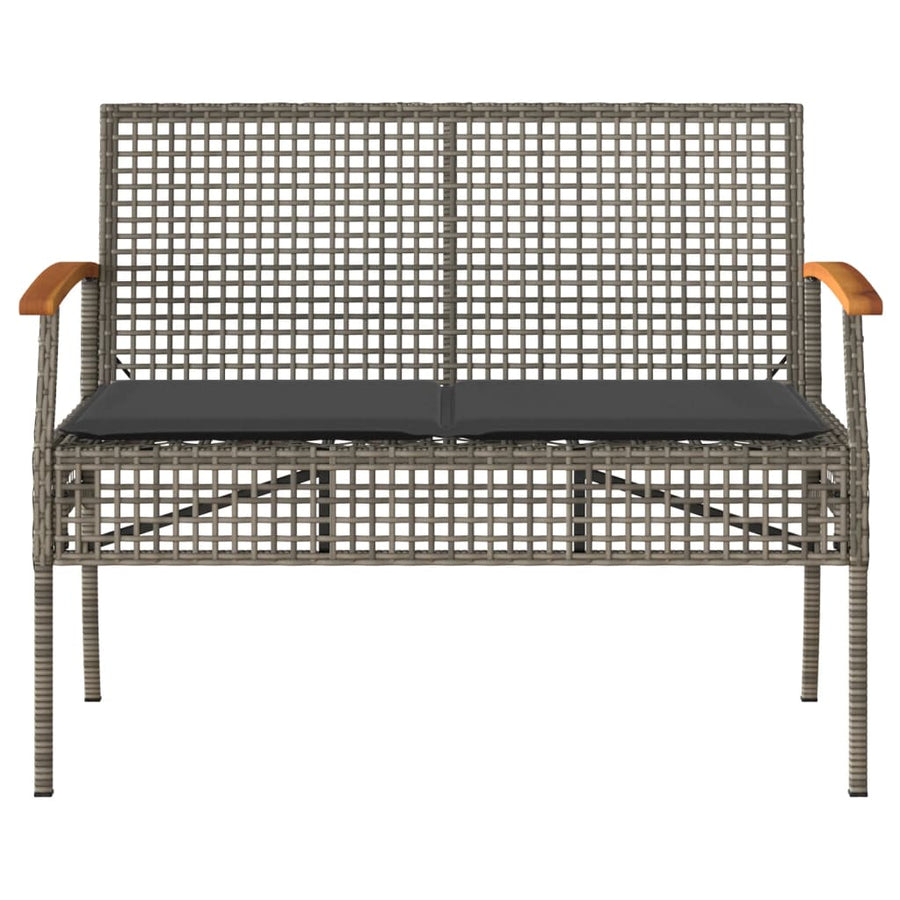 4-Delige Loungeset Met Kussens Poly Rattan Grijs