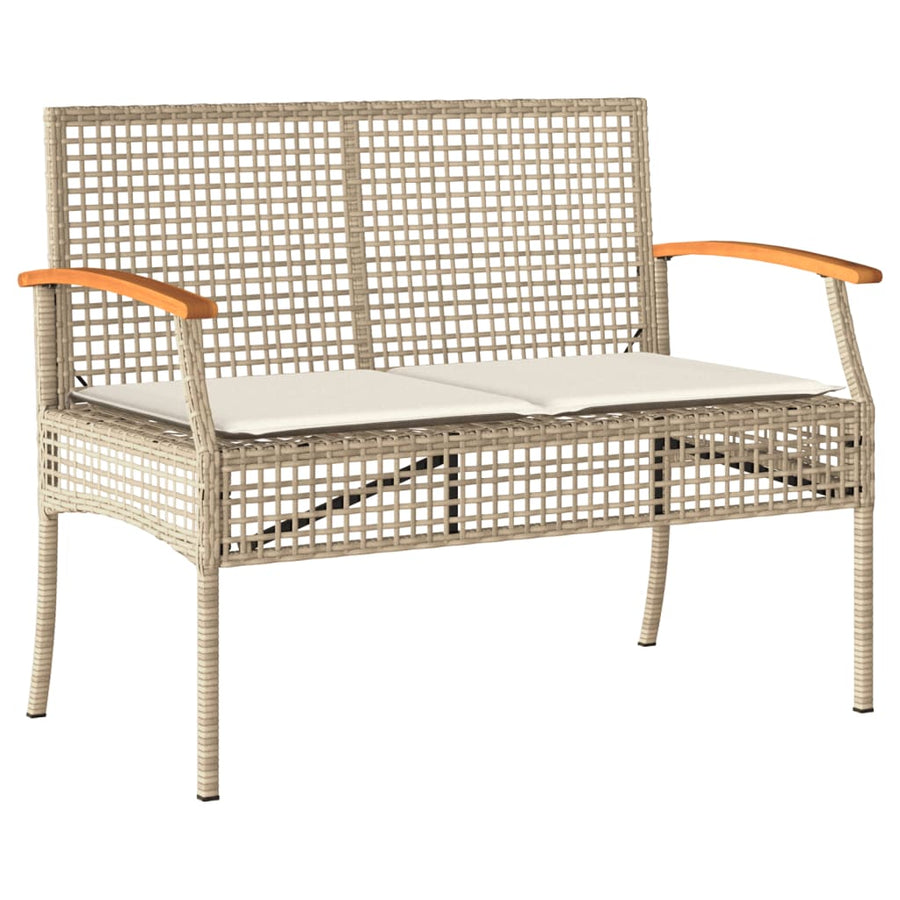 4-Delige Loungeset Met Kussens Poly Rattan Beige