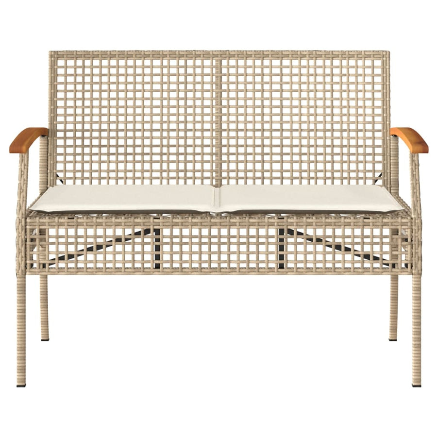 4-Delige Loungeset Met Kussens Poly Rattan Beige