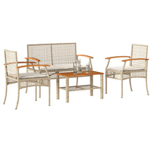 4-Delige Loungeset Met Kussens Poly Rattan Beige