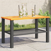 Tuintafel 70x38x42 cm poly rattan acaciahout zwart