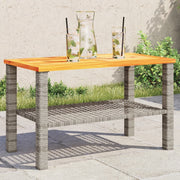 Tuintafel 70x38x42 cm poly rattan acaciahout grijs