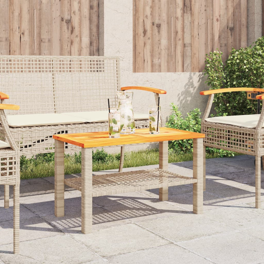 Tuintafel 70X38X42 Cm Poly Rattan En Acaciahout Beige