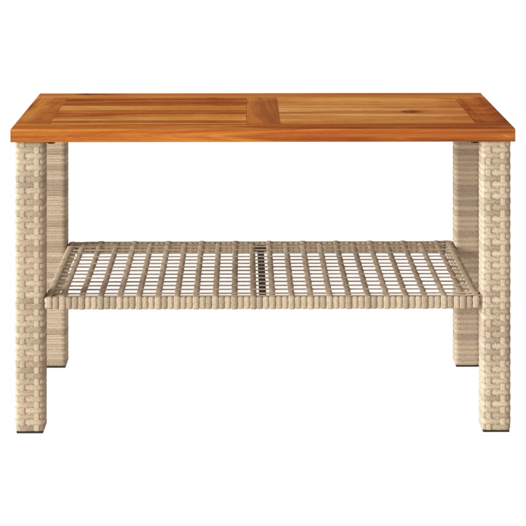 Tuintafel 70X38X42 Cm Poly Rattan En Acaciahout Beige