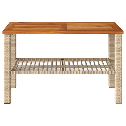 Tuintafel 70X38X42 Cm Poly Rattan En Acaciahout Beige