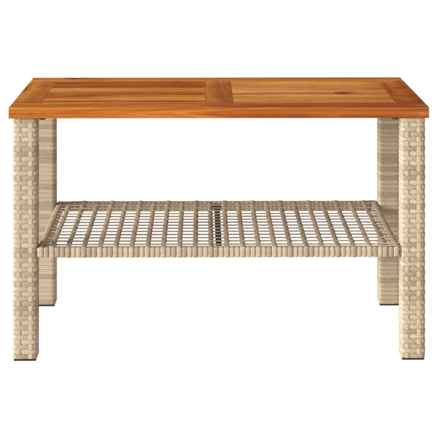 Tuintafel 70X38X42 Cm Poly Rattan En Acaciahout Beige