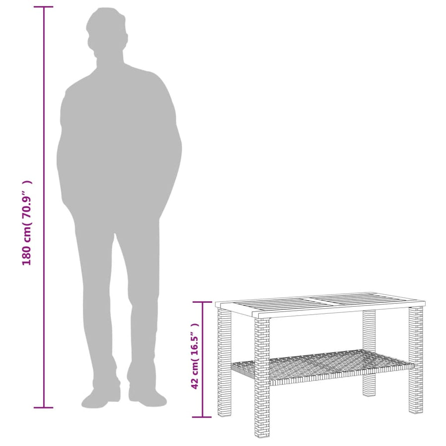 Tuintafel 70X38X42 Cm Poly Rattan En Acaciahout Beige