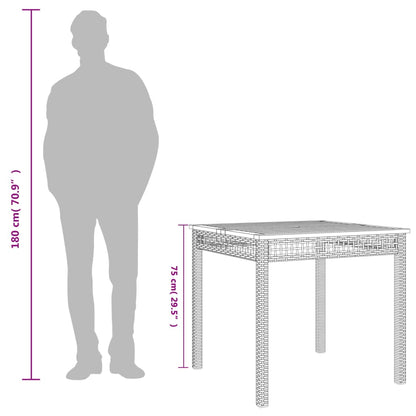Tuintafel Poly Rattan En Acaciahout 80 x 80 x 75 cm
