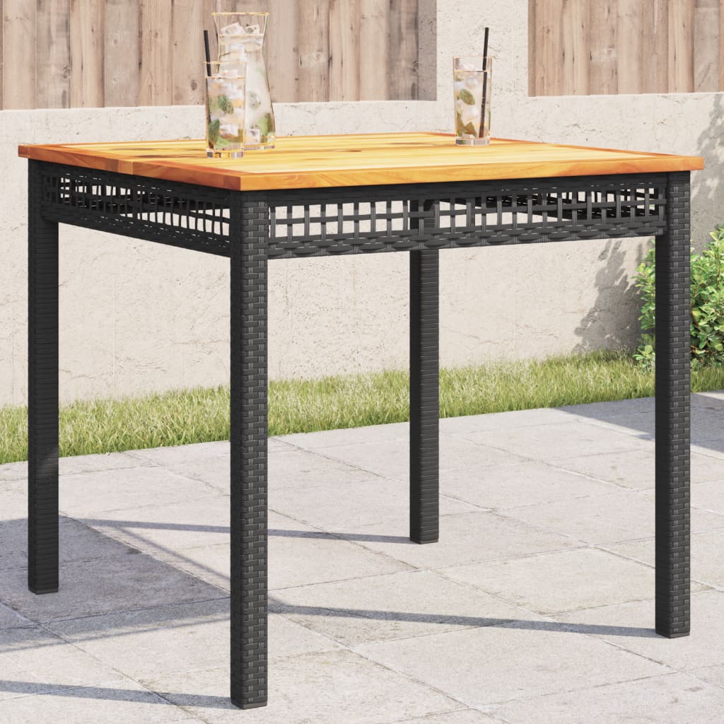 Tuintafel Poly Rattan En Acaciahout 80 x 80 x 75 cm