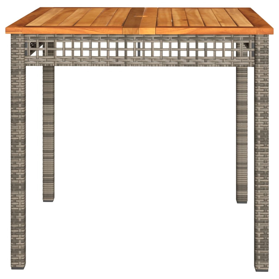 Tuintafel 80X80X75 Cm Poly Rattan En Acaciahout Grijs