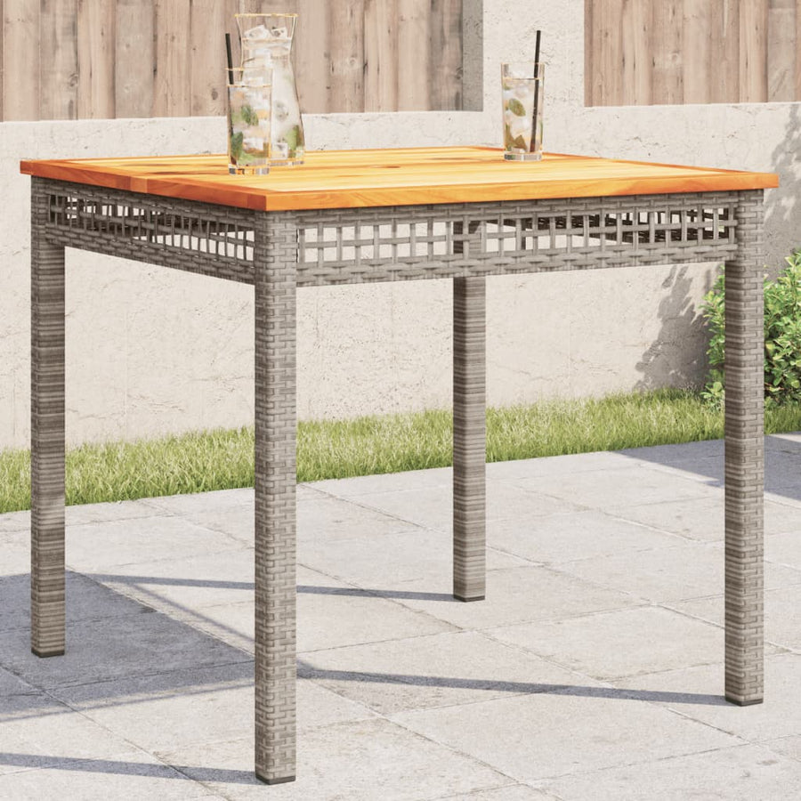 Tuintafel 80X80X75 Cm Poly Rattan En Acaciahout Grijs