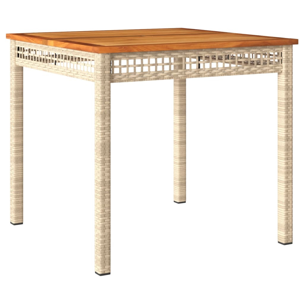 Tuintafel 80X80X75 Cm Poly Rattan En Acaciahout Beige