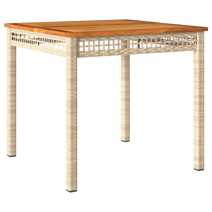 Tuintafel 80X80X75 Cm Poly Rattan En Acaciahout Beige