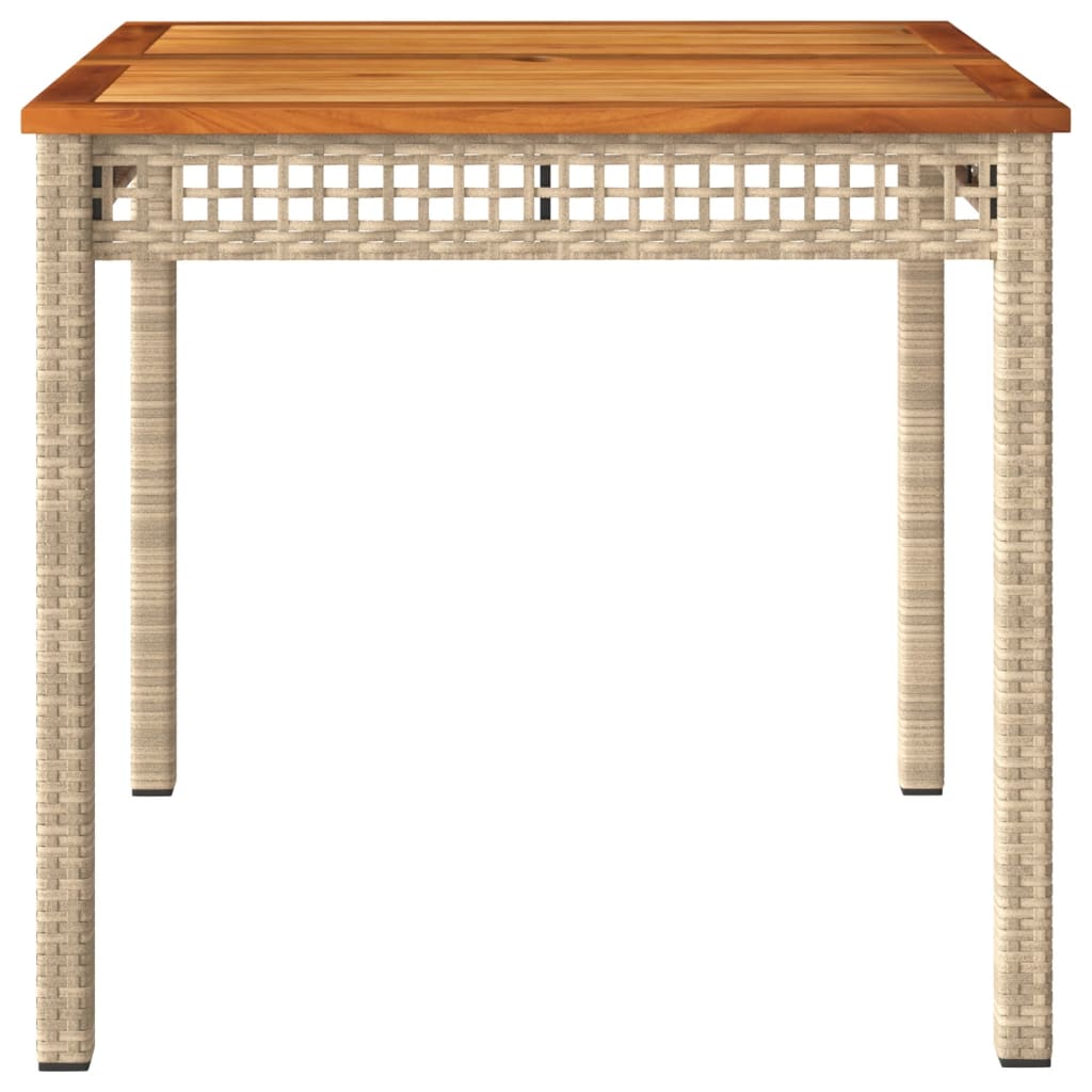Tuintafel 80X80X75 Cm Poly Rattan En Acaciahout Beige