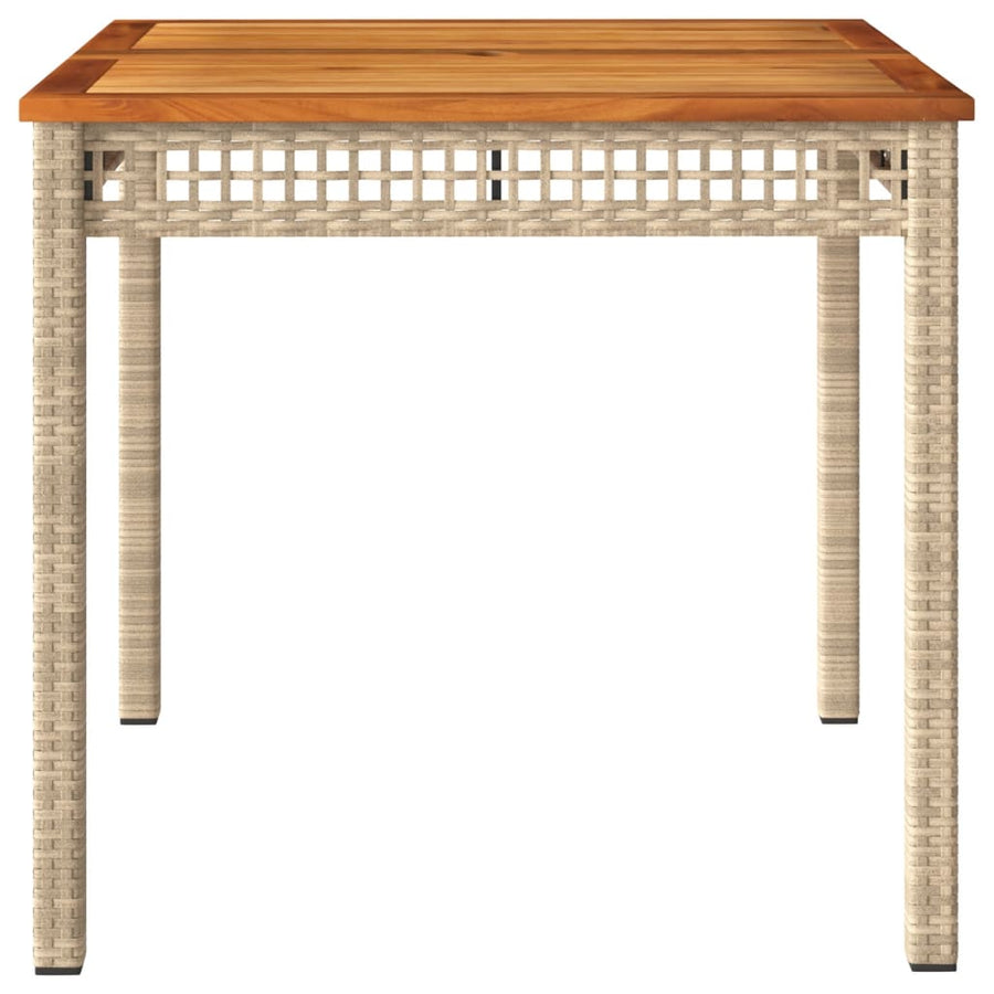 Tuintafel 80X80X75 Cm Poly Rattan En Acaciahout Beige