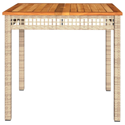 Tuintafel 80X80X75 Cm Poly Rattan En Acaciahout Beige