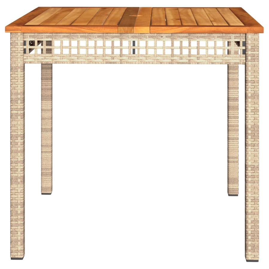 Tuintafel 80X80X75 Cm Poly Rattan En Acaciahout Beige