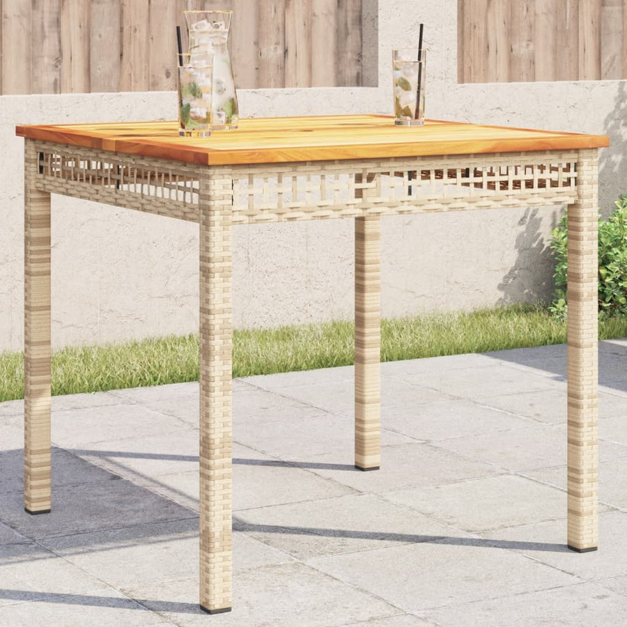 Tuintafel 80X80X75 Cm Poly Rattan En Acaciahout Beige