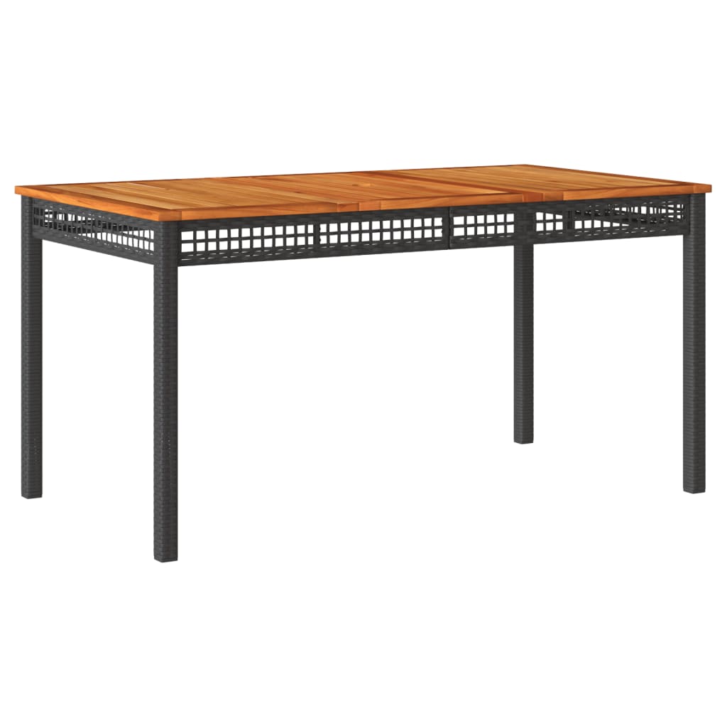 Tuintafel 140X80X75 Cm Poly Rattan En Acaciahout Zwart