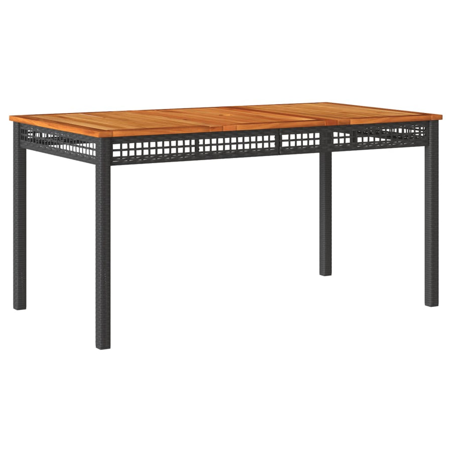 Tuintafel 140X80X75 Cm Poly Rattan En Acaciahout Zwart