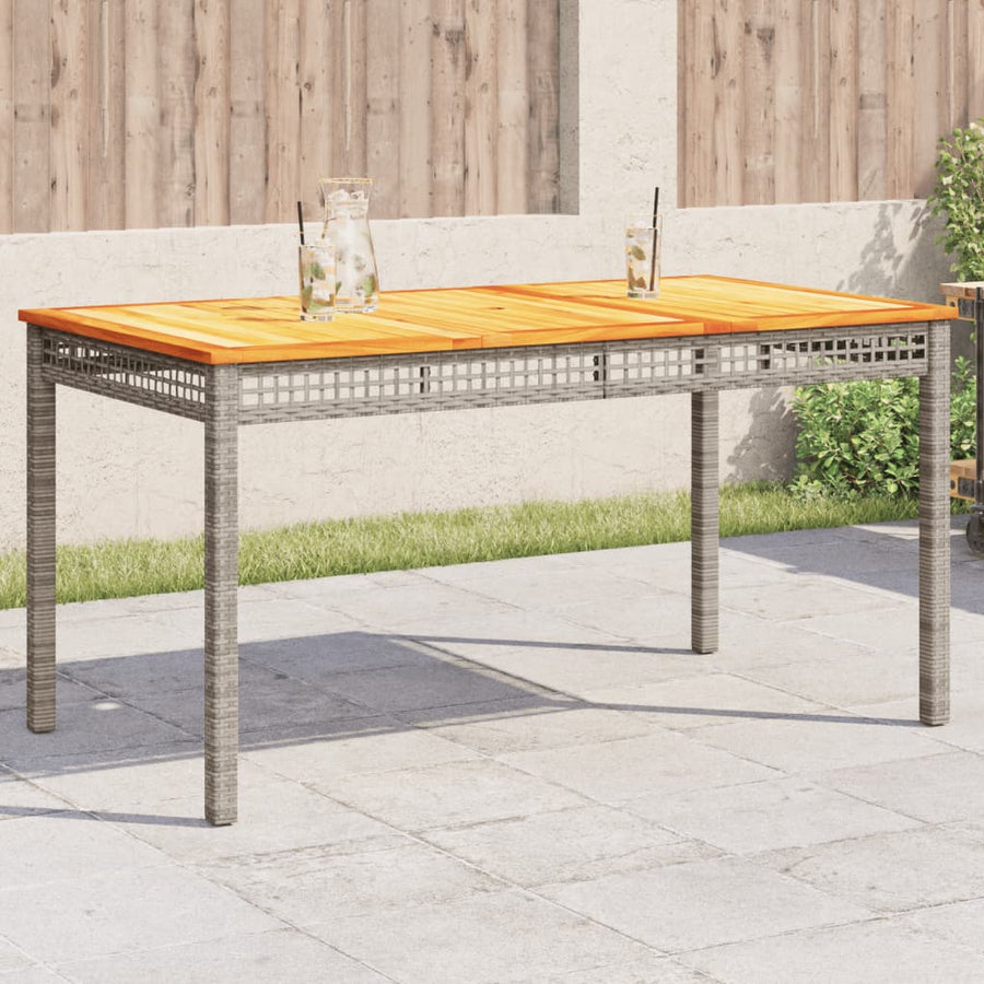 Tuintafel 140X80X75 Cm Poly Rattan En Acaciahout Grijs
