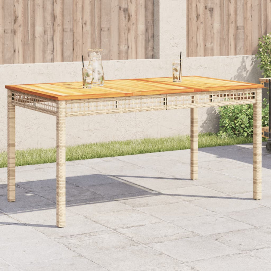 Tuintafel 140X80X75 Cm Poly Rattan En Acaciahout Beige