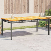 Tuintafel 180x90x75 cm poly rattan acaciahout zwart