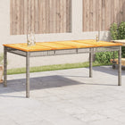 Garden table 180x90x75 cm poly rattan and acacia wood grey