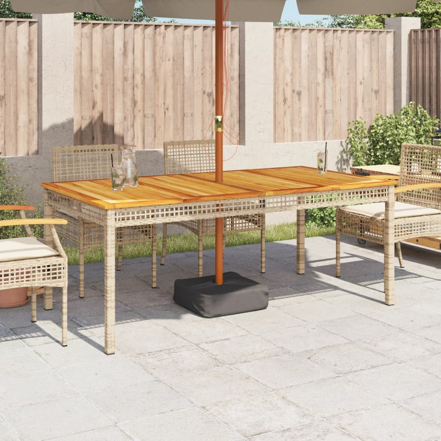 Tuintafel 180X90X75 Cm Poly Rattan En Acaciahout Beige