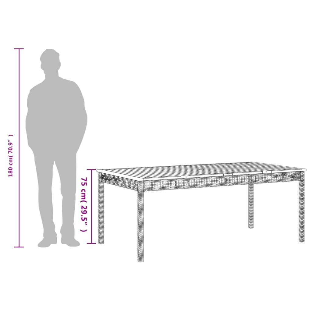 Tuintafel 180X90X75 Cm Poly Rattan En Acaciahout Beige