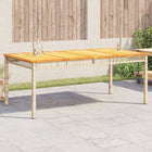 Garden table 180x90x75 cm poly rattan and acacia wood beige