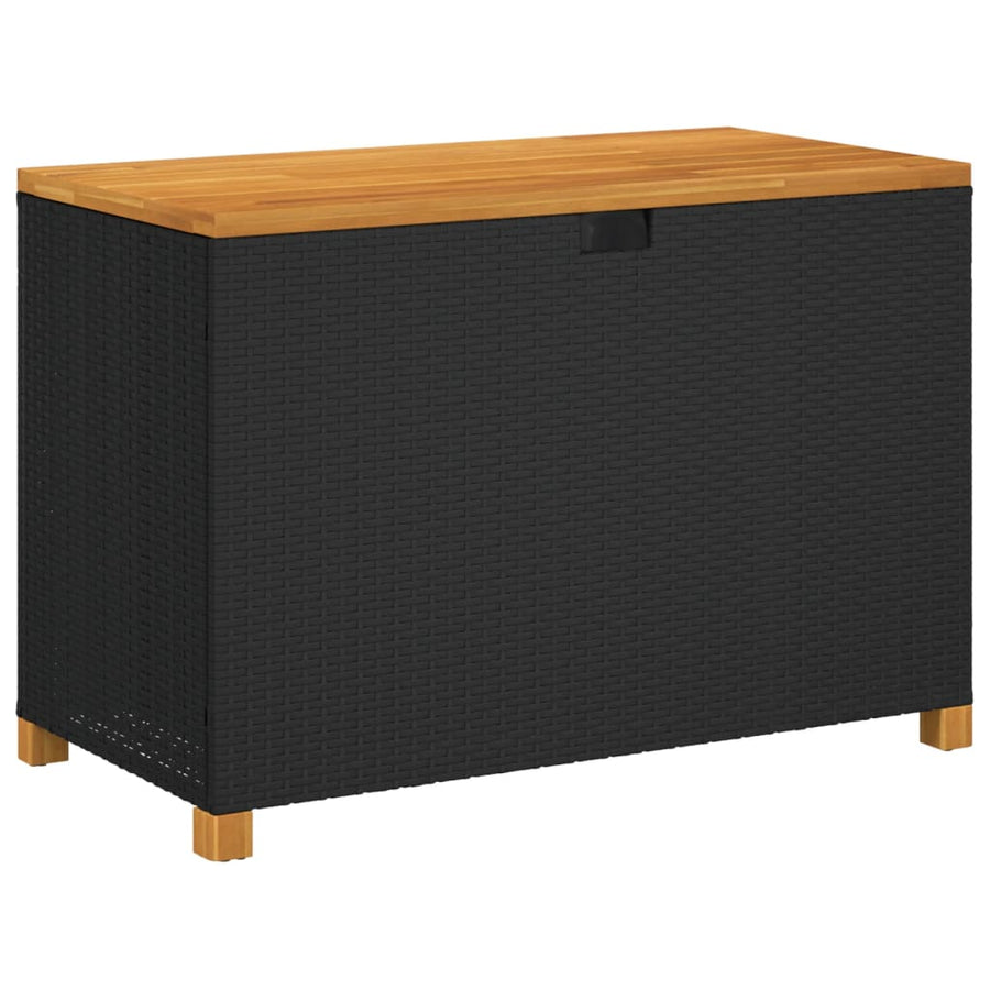 Tuinbox Poly Rattan En Acaciahout Zwart 110 x 55 x 63 cm