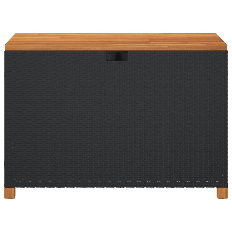 Tuinbox Poly Rattan En Acaciahout Zwart 110 x 55 x 63 cm