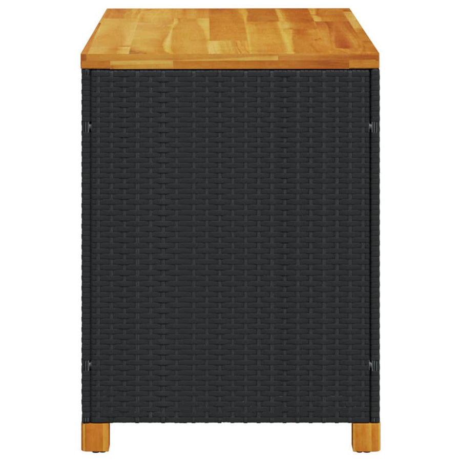 Tuinbox Poly Rattan En Acaciahout Zwart 110 x 55 x 63 cm
