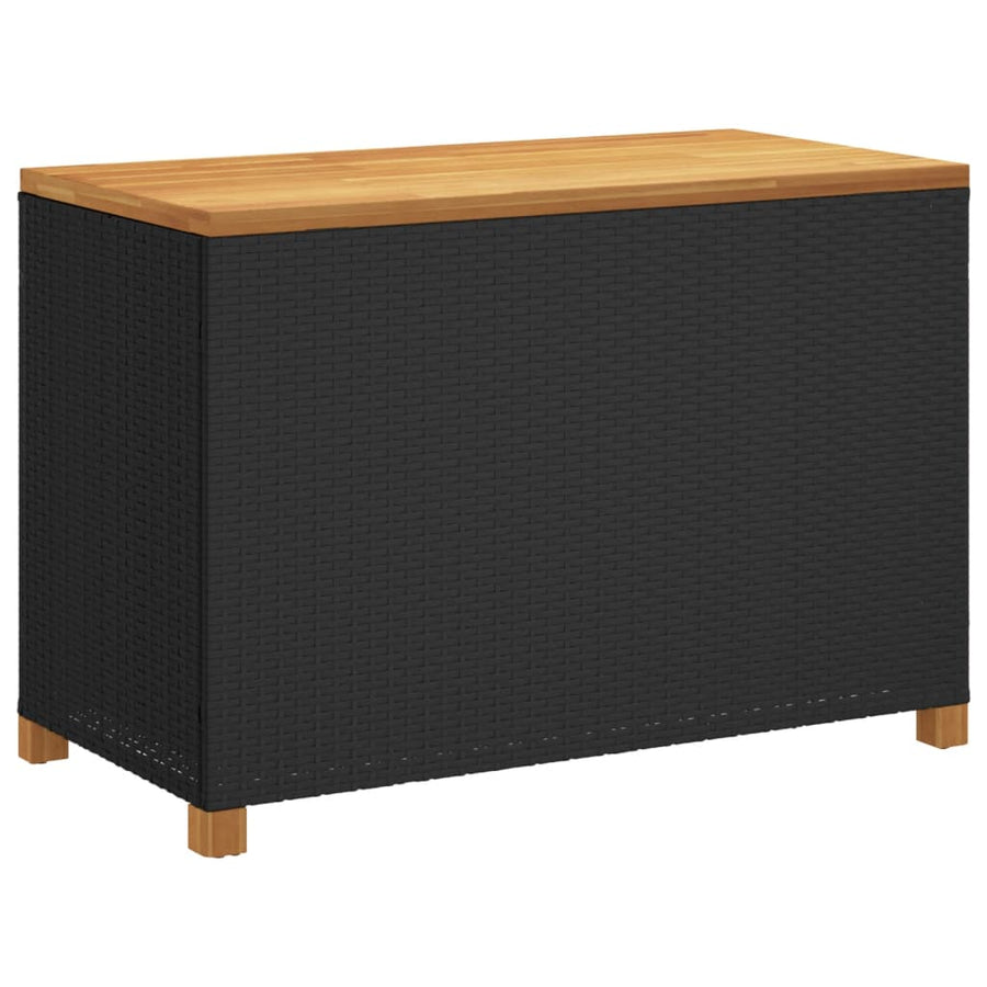 Tuinbox Poly Rattan En Acaciahout Zwart 110 x 55 x 63 cm